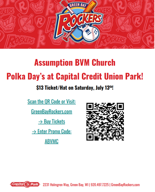Green Bay Rockers - Assumption BVM Church Polka Days at Capital Credit Union Park July 13th