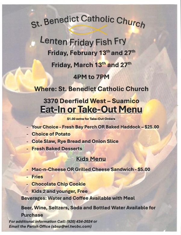 St. Benedict Catholic Church Lenten Friday Fish Fry