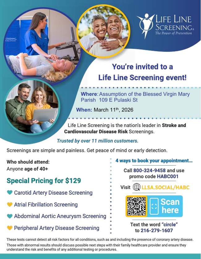 Lifeline Screening - Wednesday, March 11, 2026